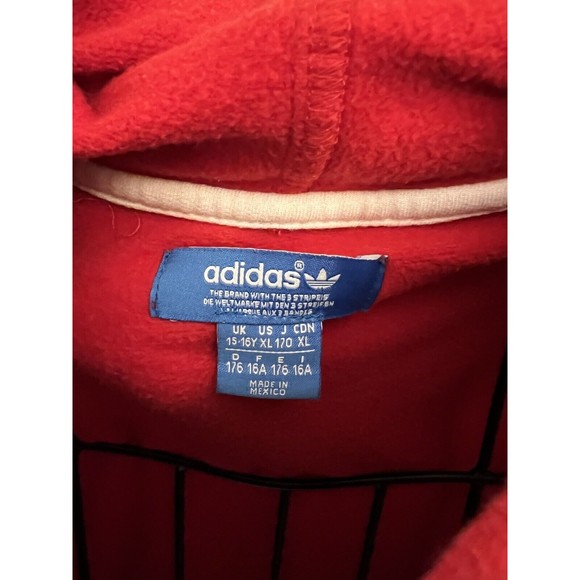 ADIDAS Hoodie Sweatshirt Trefoil Logo Kangaroo Pocket Size Youth XL Red - Picture 4 of 4